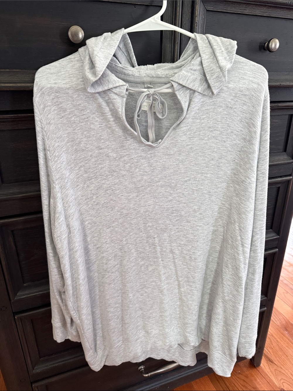 Lou & Grey Light Gray Hooded Tie-Front Sweatshirt